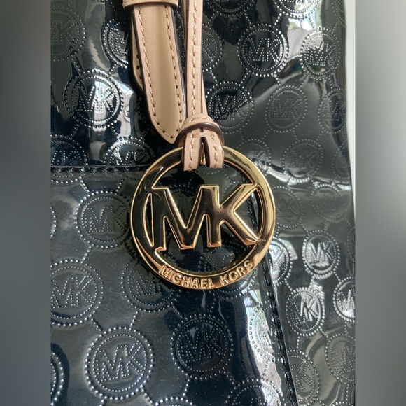 Michael Kors Jet Set Medium MK Snap Pocket Tote Chrome/Tan 😎🖤👜 - Picture 12 of 12